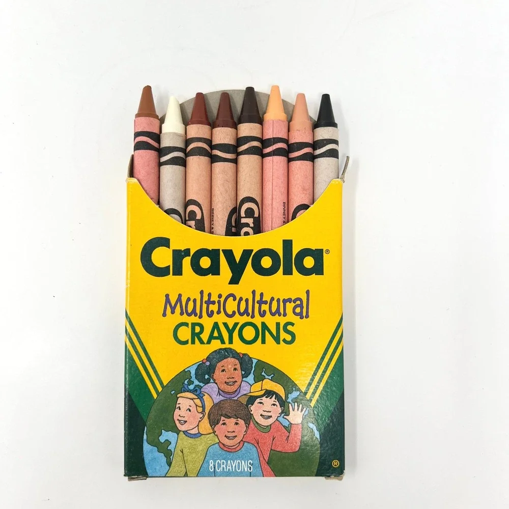 1993 CRAYOLA MULTICULTURAL CRAYONS SKIN HAIR‎ & EYE COLORS 8 COUNT MADE IN USA